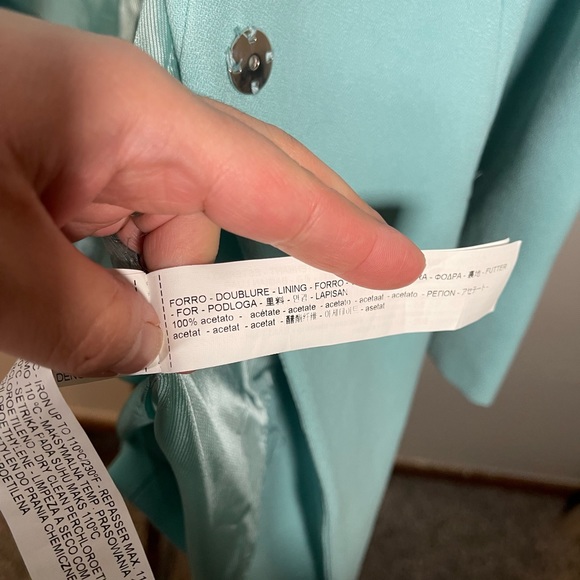 ZARA Mint Double Collar Long Blazer Size M - Picture 4 of 12